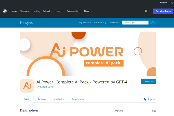 Screenshot of GPT AI Power: Complete AI Pack homepage