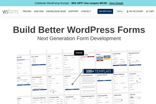 Screenshot of WS Form homepage