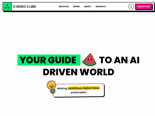 Screenshot of 3 sided cube website.