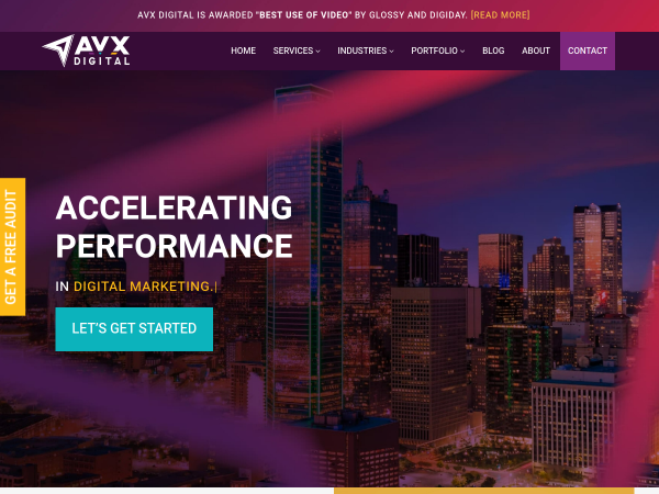 Screenshot of avx digital website.