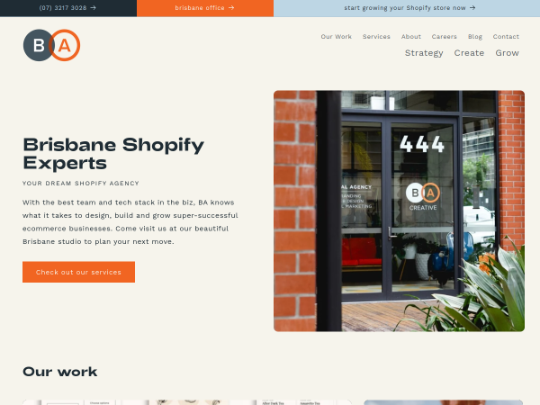 Screenshot of ba creative website.
