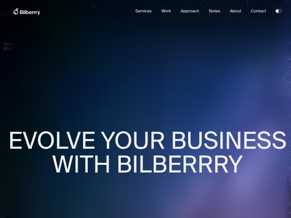 Screenshot of bilberrry website.
