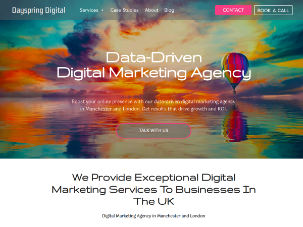 Screenshot of dayspring digital website.