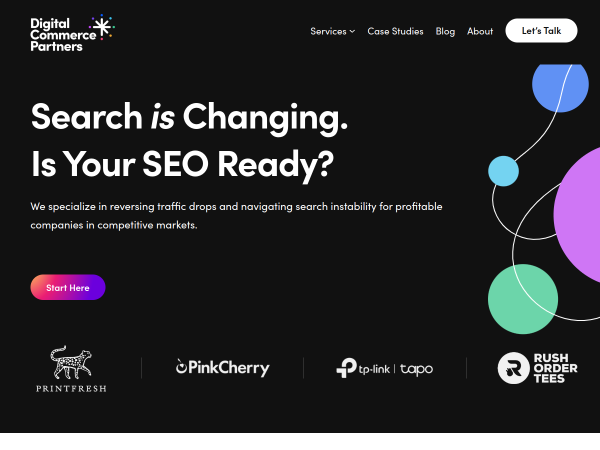 Screenshot of digital commerce partners website.
