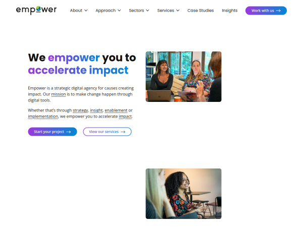 Screenshot of empower agency website.