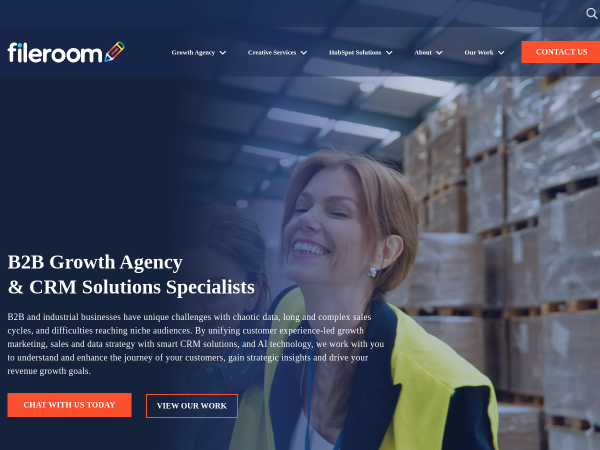 Screenshot of fileroom website.