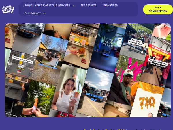 Screenshot of fresh content society website.