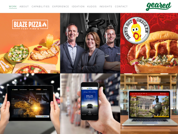 Screenshot of geared advertising website.