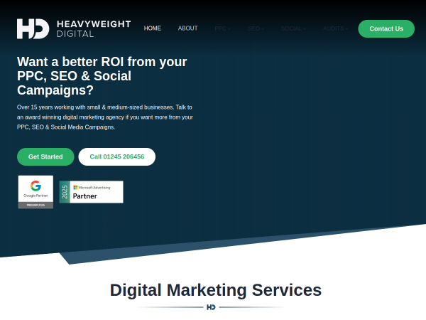 Screenshot of heavyweight digital website.