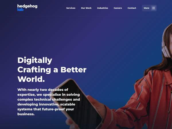 Screenshot of hedgehog website.
