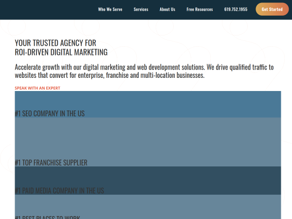 Screenshot of ignite visibility website.