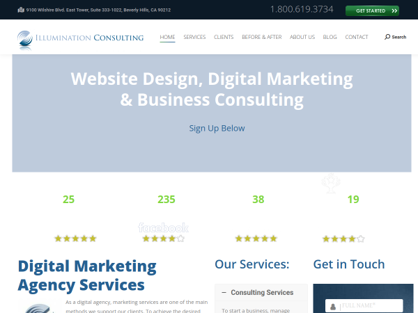 Screenshot of illumination consulting website.