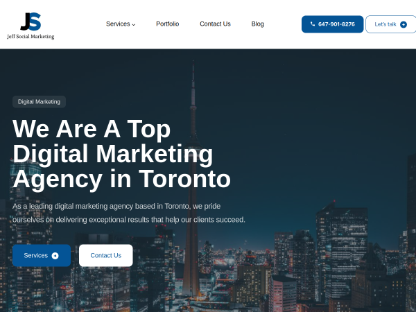 Screenshot of jeff social marketing website.