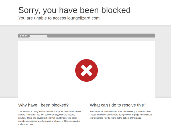 Screenshot of lounge lizard worldwide website.