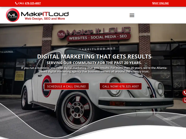 Screenshot of make it loud website.