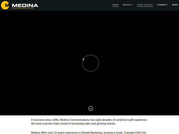 Screenshot of medina communications website.