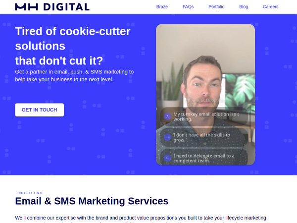 Screenshot of mh digital consulting group website.