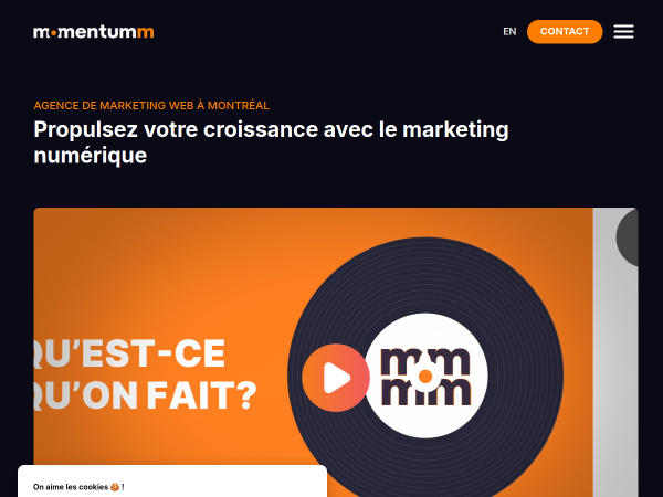 Screenshot of momentumm website.