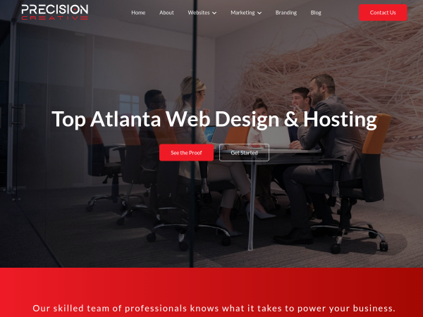 Screenshot of precision creative website.