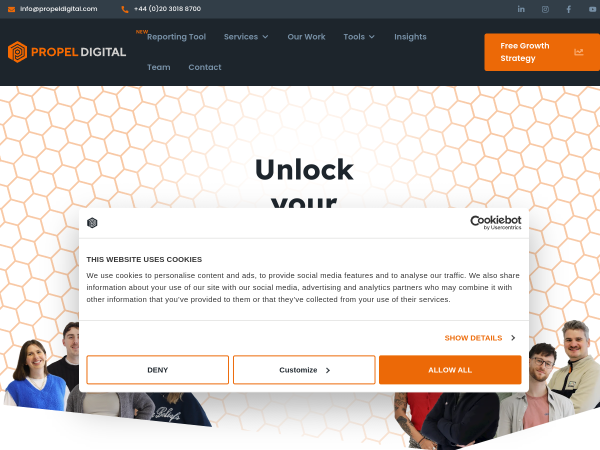 Screenshot of propel digital website.