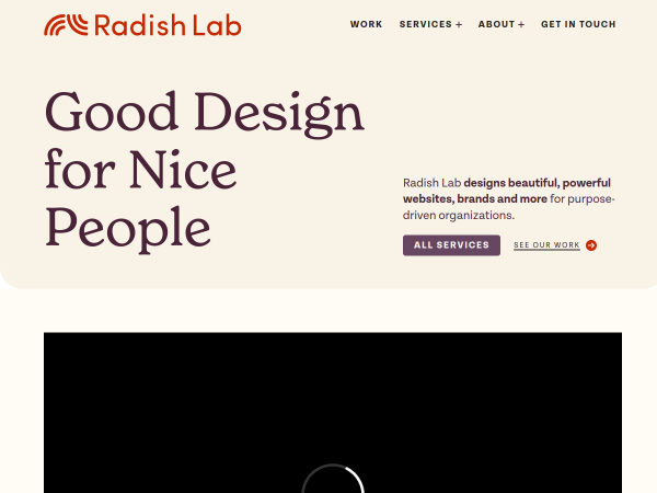 Screenshot of radish lab website.