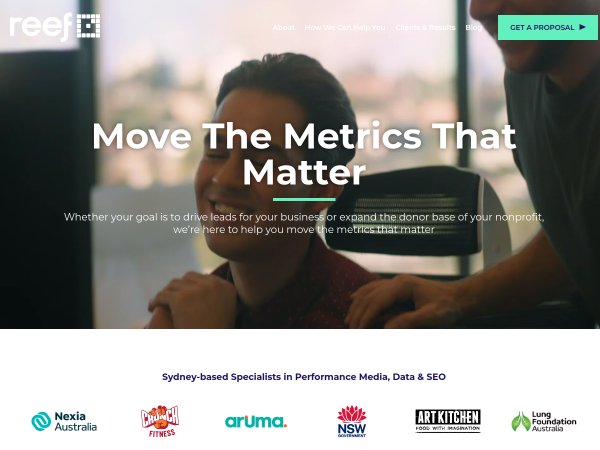 Screenshot of reef digital website.