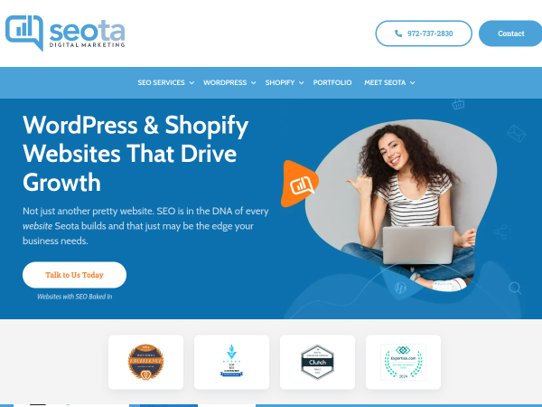 Screenshot of seota digital marketing website.
