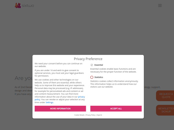 Screenshot of sixtwo agency website.