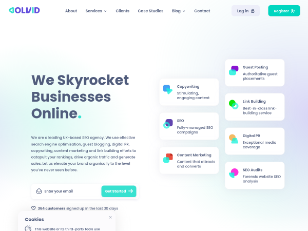 Screenshot of solvid website.