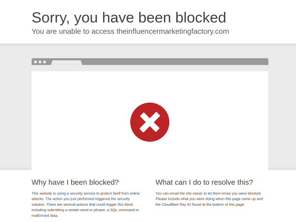 Screenshot of the influencer marketing factory website.