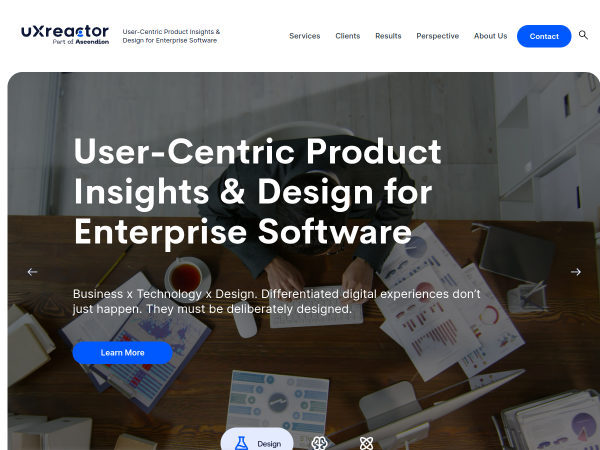 Screenshot of uxreactor website.