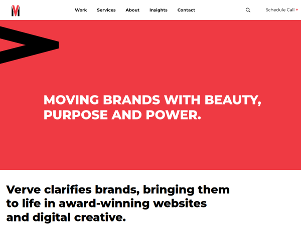 Screenshot of verve marketing group website.