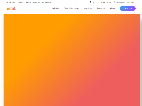 Screenshot of vital design website.