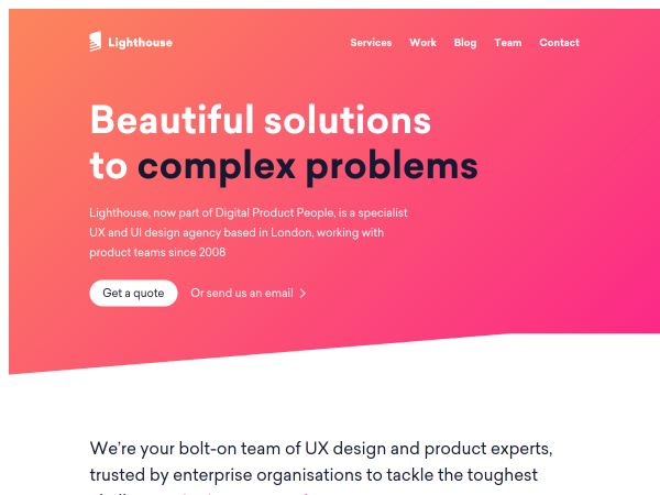 Screenshot of lighthouse london website.