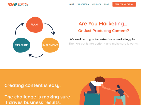 Screenshot of wr digital marketing website.