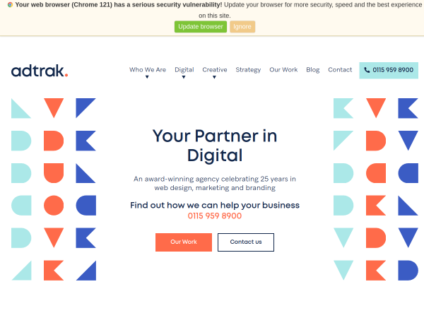 Screenshot of adtrak website.