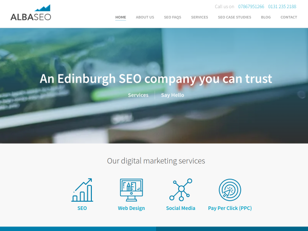 Screenshot of alba seo services website.