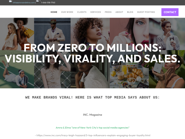 Screenshot of amra & elma website.