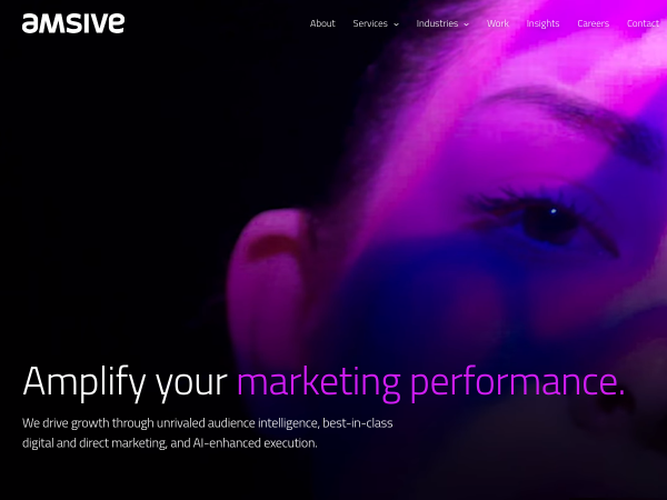 Screenshot of amsive website.