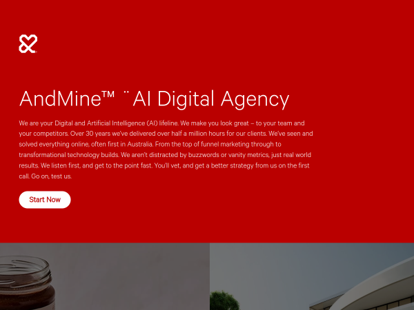 Screenshot of andmine website.