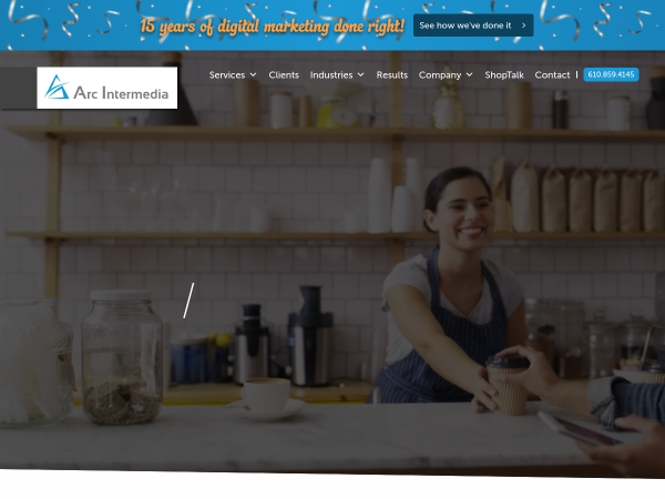 Screenshot of arc intermedia website.