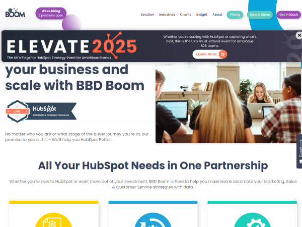 Screenshot of bbd boom website.