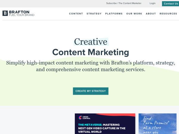 Screenshot of brafton website.