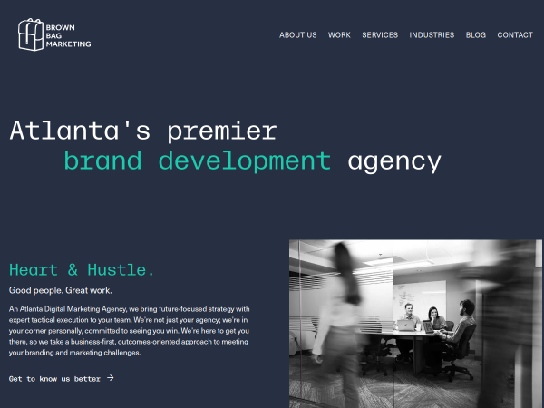 Screenshot of brown bag marketing website.