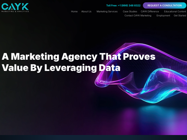 Screenshot of cayk marketing website.
