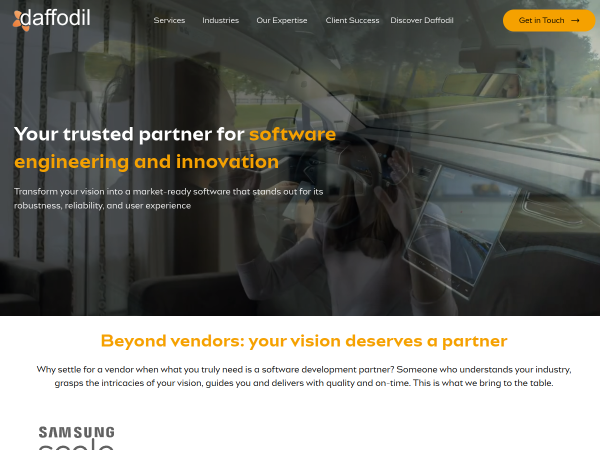 Screenshot of daffodil software website.