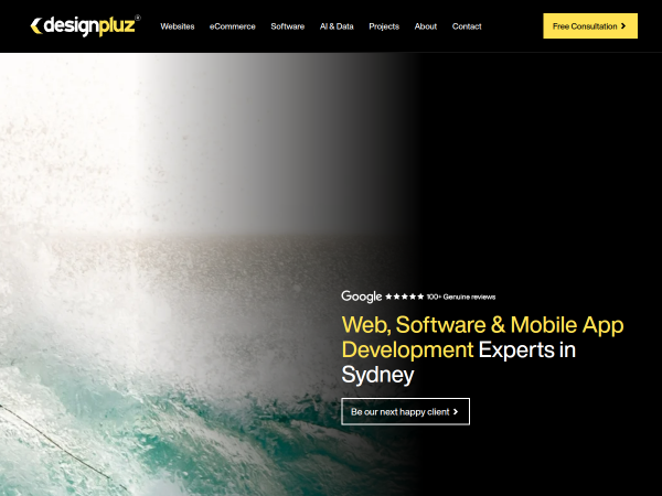 Screenshot of designpluz website.