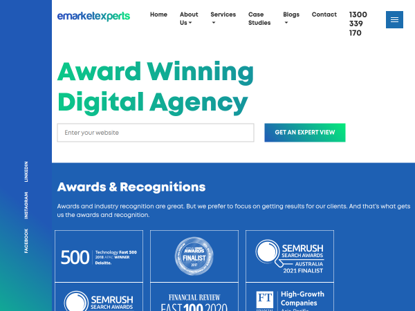 Screenshot of emarket experts website.