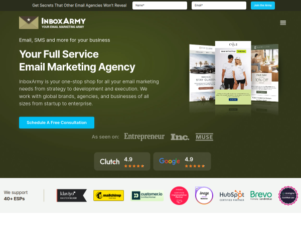 Screenshot of inboxarmy website.