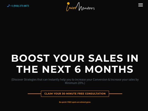 Screenshot of incrementors web solutions website.